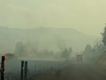 Smoke covers the area where the Rowe Creek Fire Complex is burning in Wheeler County on July 17, 2026