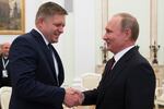 Russian President Vladimir Putin, right, shakes hands with Slovak Prime Minister Robert Fico during their meeting in the Kremlin in Moscow, Russia, on Aug. 25, 2016. Fico returned to power in Slovakia last year, having previously served twice as prime minister.