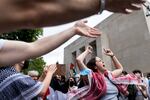 Pro-Palestinian protesters rally on George Washington University's campus in Washington, D.C. on May 9, 2024.