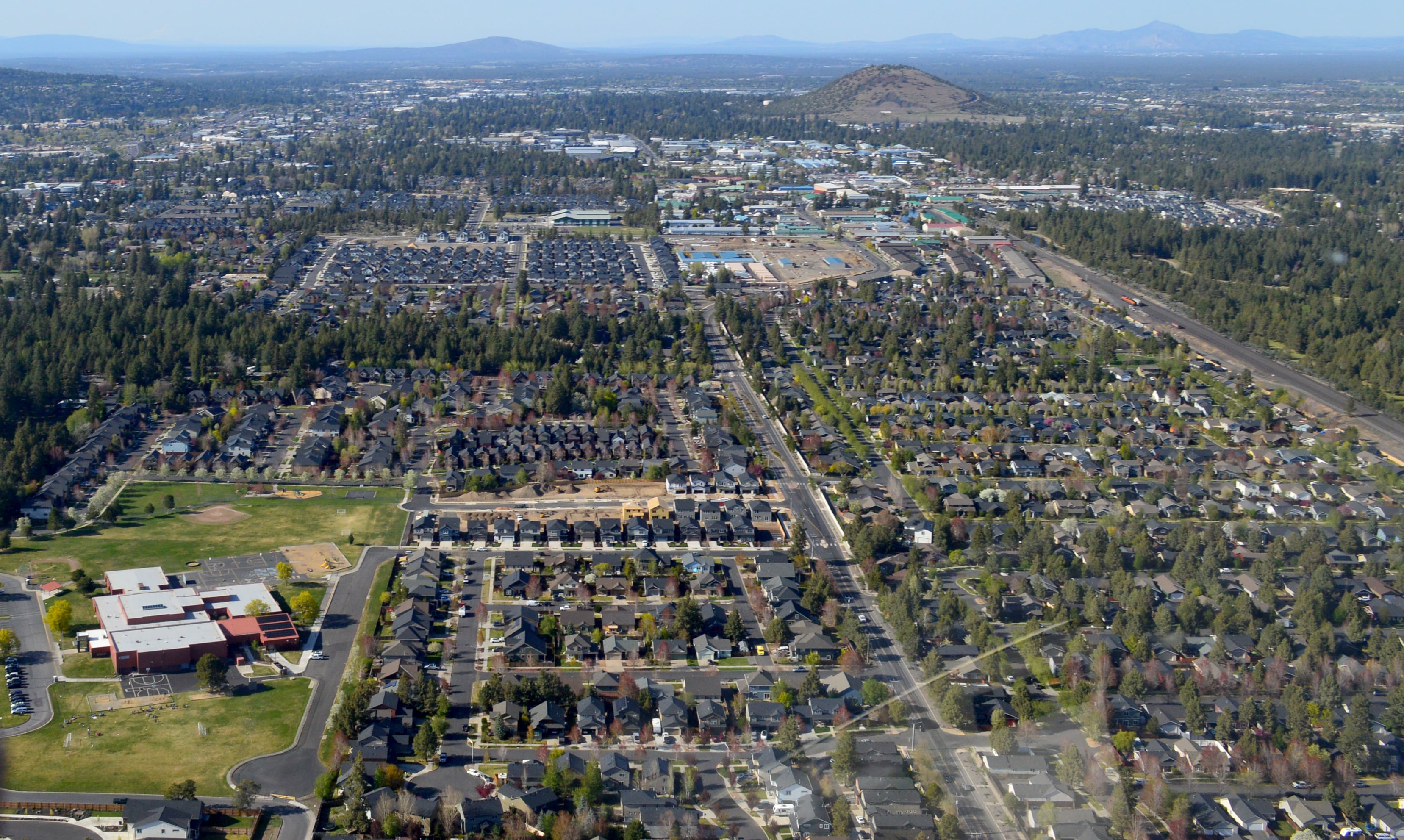 The view from an AirLink air ambulance as it flies near the company's base in Bend on May 30, 2025.