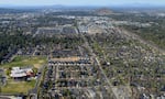 The view from an AirLink air ambulance as it flies near the company's base in Bend on May 30, 2025.