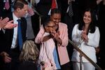 Janiyah Davis, a 4th grade scholarship student from Philadelphia, and her mother, Stephanie, are recognized during President Donald Trump's 2020 State of the Union.