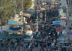 A view of crowds in Rafah on Feb. 6, 2024, when the city was sheltering more than a million displaced Palestinians during the first half of the war, and before residents had to flee again and set up makeshift tents for shelter elsewhere in Gaza.