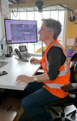 "I'm at a point in my life where I think I've actually found a job," said Multnomah County Bridge Operations Coordinator Aysha Ghazoul, pictured here in February 2024, "This suits me in every way.. I'm not going anywhere. I'm definitely going into retirement with this job."