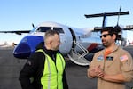 Universal Hydrogen CEO Paul Eremenko congratulated test pilot Alex Kroll after the landing.