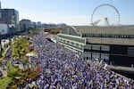 FILE - Bosnia fans march from Seattle's waterfront to Lumen Field to face Qatar in a World Cup match on June 24, 2026. Seattle officials say the games generated $889 million in revenue for the region.