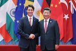 Chinese President Xi Jinping (right) shakes hands with Canadian Prime Minister Justin Trudeau at the G20 Summit in Hangzhou, China, on Sept. 4, 2016.