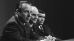 Retired astronaut Ken Mattingly has died. He's pictured (center) with crewmates Jim Lovell (left) and Fred Haise (right) at a news conference about a mission he ended up missing, the ill-fated Apollo 13.