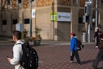FILE - People walk through Portland State University's downtown campus on Feb. 4, 2025. The university announced Monday the university will pursue retrenchment.