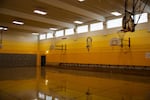 The gymnasium at Harriet Tubman Middle School features a portrait of the school's namesake.