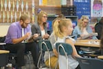 Teachers watch Eastern Oregon University professor Ronda Fritz demonstrate how to teach phonics during a third-grade reading lesson at Brooklyn Primary School in Baker City. Baker School District is expected to see its PERS costs increase about 15% in the next two years from the previous biennium.