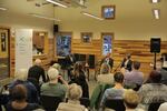 "Think Out Loud" host Dave Miller discusses the child welfare system with Oregon Department of Human Services Director Fariborz Pakeresht and Director of Child Welfare Marilyn Jones in front of a live audience at Bridge Meadows in Portland on March 27, 2019