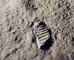 Astronaut Buzz Aldrin's footprint on the moon.