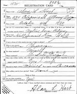 Alan Hart's draft registration card.