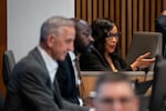 Portland District 1 Councilor Loretta Smith, right, speaks.