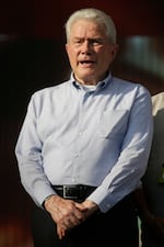 FILE--In this July 11, 2015, file photo, Luis Palau is seen on stage during NY CityFest in Central Park in New York.