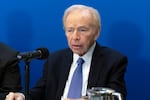 FILE: No Labels Founding Chairman and former Sen. Joe Lieberman speaks in Washington on  Jan. 18, 2024. Lieberman, who nearly won the vice presidency on the Democratic ticket with Al Gore in the disputed 2000 election and who almost became Republican John McCain's running mate eight years later, has died Wednesday, March 27, according to a statement issued by his family. He was 82.
