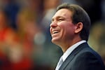 Florida Gov. Ron DeSantis smiles as he ends his State of the State address during a joint session of the Senate and House of Representatives on March 7in Tallahassee, Fla.