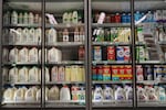 Dairy products, which are covered by the USDA Supplemental Nutrition Assistance Program (SNAP), is displayed for sale at a grocery store Friday, Oct. 31, 2025, in Nashville, Tenn.