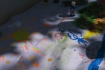 The painting station for children during Saturday's "sancocho comunitario" event, which was hosted by Huerto Callejón Trujillo in Ponce Playa, Puerto Rico.