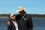 Tom Younker, citizen of the Coquille Indian Nation, and his wife Diana Younker told stories of their young adult life together, traveling the country, during the Coquille Indian Tribe’s 35th Annual Restoration Celebration.