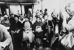 The family of Steve Biko, South African Black Consciousness leader, await the start of an inquest into his prison death in Pretoria, Nov. 14, 1977. From left to right: his older brother Kaya Biko; his widow Nontsikelelo Biko; his sister Nobanile Mvovo; and his mother, Alice Biko.
