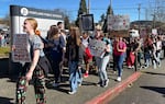 FILE: More than 300 students walk out of Portland Public Schools on Friday, March 15, 2024, to demand Oregon's largest school district do more about the ongoing conflict in Gaza. Participants gathered outside the Dr. Matthew Prophet Center in North Portland.