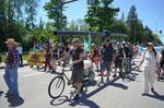 Activists at the May 28, 2017 protest in Vancouver, BC opposing the Trans Mountain pipeline expansion.