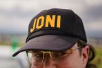 Sarah Lyons from Los Angeles shows off her "Joni" hat.