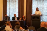 Terrence Hayes speaks about the Multnomah County district attorney’s new Justice Integrity Unit at the annual conference of the National Association of Sentencing Commissions on Aug. 8, 2021, in Portland, Ore.