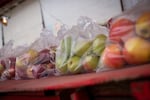 Apples for sale at the Liepold Farms produce stand in Boring, Ore., on Friday, April 3, 2020. The produce stand, which sells the farm's organic berries in season, operates for about 10 months out each year.