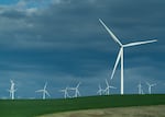 FILE - Windmills in Umatilla County, Ore., on April 1, 2026.