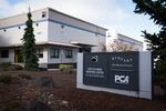 A sign for ByHeart, a manufacturer of organic baby formula, is displayed outside a building that houses a plant for the company on Tuesday, Nov. 11, 2025, in Portland, Ore.