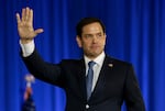 Sen. Marco Rubio (R-FL) speaks before the arrival of former president Donald Trump at the Club 47 group in the Palm Beach Convention Center on June 14, in West Palm Beach, Fla.