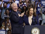 Vice President Harris introduces Minnesota Gov. Tim Walz as her running mate during a campaign rally at Temple University in Philadelphia on Tuesday. 