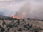 The Antelope Fire in Wasco County, shown in this photo shared by the Wasco County Sheriff’s Office on Aug. 4, 2024. The town of Antelope is under evacuation orders. 