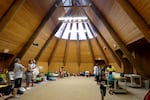 This "canoe family" with various members of mid-Columbia tribes, such as Warm Springs, Wasco and Quinault, stay at the Celilo longhouse during the trip, July 18, 2023.