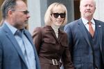 Writer E. Jean Carroll arrives at the courthouse Tuesday for jury deliberations in her trial against former President Donald Trump.