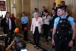 Far-right leader Marine Le Pen leaves the courtroom after the verdict of her appeal trial, in Paris, France, Tuesday, July. 7, 2026.