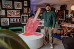 Victor "Marka27" Quiñonez, Mexican-born, Brooklyn-based visual artist in his studio in Ridgewood, Queens, on May 14, 2026.
