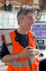 "I'm at a point in my life where I think I've actually found a job," said Multnomah County Bridge Operations Coordinator Aysha Ghazoul, pictured here in February 2024, "This suits me in every way.. I'm not going anywhere. I'm definitely going into retirement with this job."