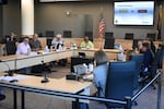 FILE — Members of the Eugene City Council meet in a July 14, 2025 work session.