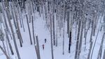 Andre and Jennifer skinning uphill to "earn their turns."