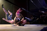 Heidi Howitzer slams Kylan Rowland during a MetalMania bout at Star Theater in Portland. MetalMania pairs a metal concert with pro wrestling.