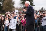 Presidential hopeful Bernie Sanders spoke to a crowd of supporters outside of Hudson's Bay High School in Vancouver, Washington. It was one of three campaign stops the Vermont Senator had in Washington Sunday.