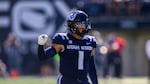 Utah State linebacker Jon Ross Maye on Sept. 14, 2024, in Logan, Utah. The Pac-12 is adding Utah State to the conference as it continues its rebuild.