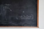 A chalk board on the second floor of Bethany Lutheran Church.