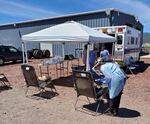 Nurses from Klamath Health Partnership doing mobile COVID testing at J&W Walker Farms.