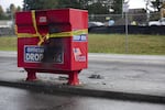 A ballot drop box in at the Fishers Landing Transit Center in Vancouver was set ablaze early Monday morning, destroying hundreds of ballots.