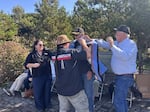 Tribal members present Port of Bandon Commissioner Don Starbuck with a blanket.